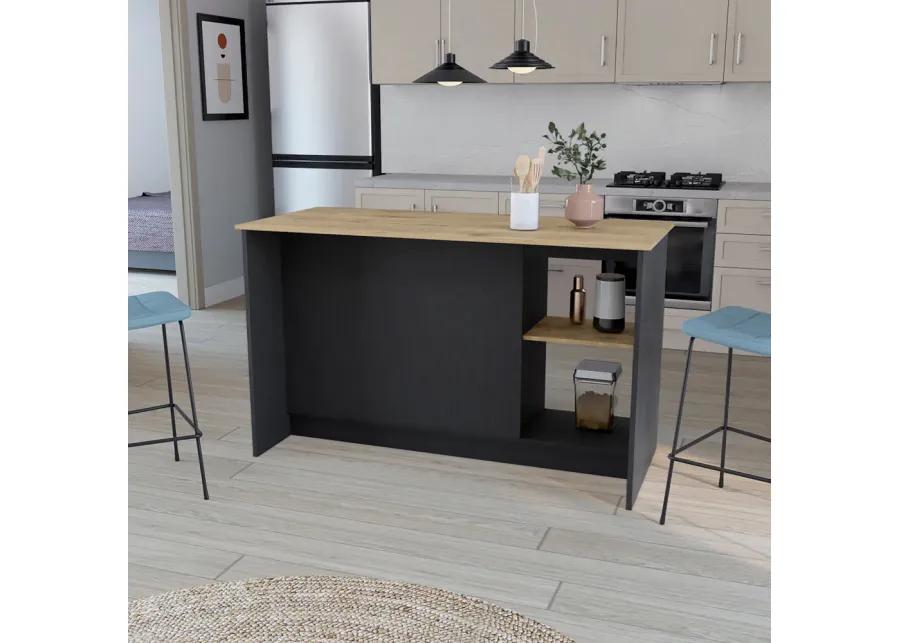 Kitchen Island Padua, Kitchen, Black / Macadamia