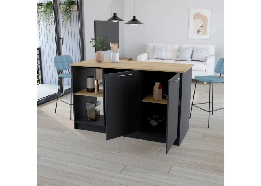 Kitchen Island Padua, Kitchen, Black / Macadamia