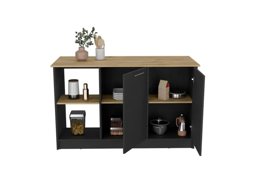 Kitchen Island Padua, Kitchen, Black / Macadamia