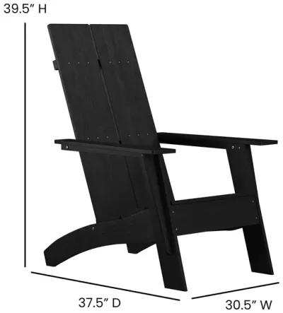 Flash Furniture Set of 2 Sawyer Adirondack Style Chairs with Footrests - Black Poly Resin - Weather Resistant