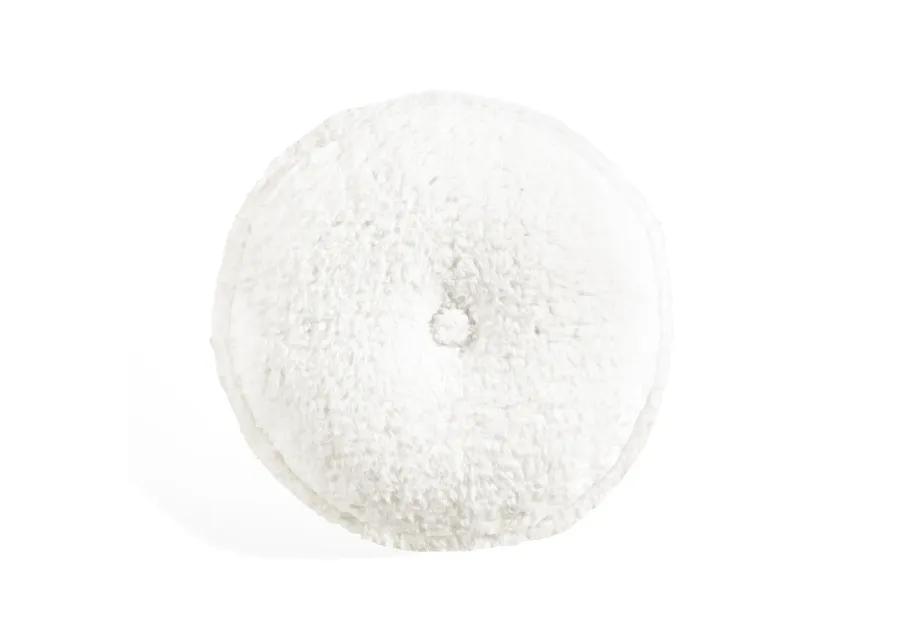 Button Soft Sherpa Round Decorative Pillow