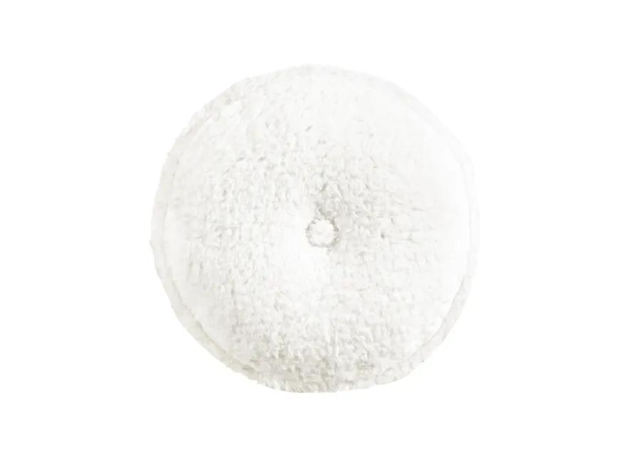 Button Soft Sherpa Round Decorative Pillow