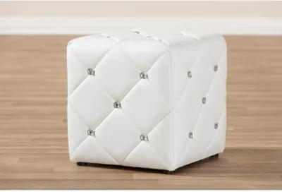 Stacey Modern and Contemporary White Faux Leather Upholstered Ottoman