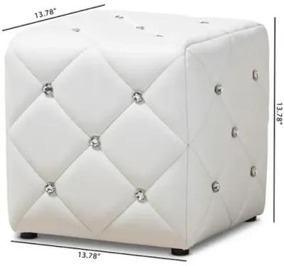 Stacey Modern and Contemporary White Faux Leather Upholstered Ottoman