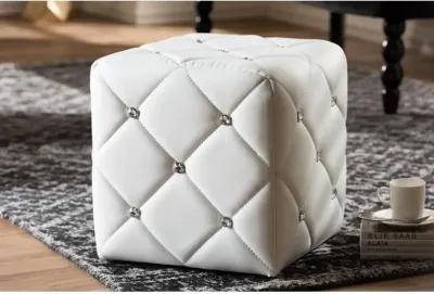 Stacey Modern and Contemporary White Faux Leather Upholstered Ottoman