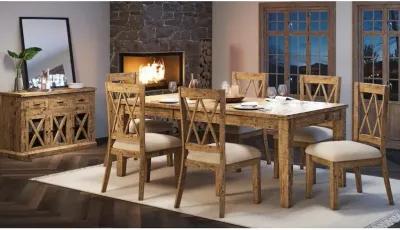 Jofran Telluride Rustic Farmhouse Solid Wood 78 Seven-Piece Dining Set