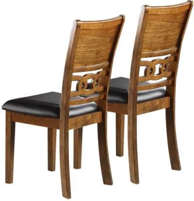 Set Of 2 Upholstered Dining Chair In Walnut Finish