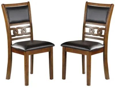 Set Of 2 Upholstered Dining Chair In Walnut Finish