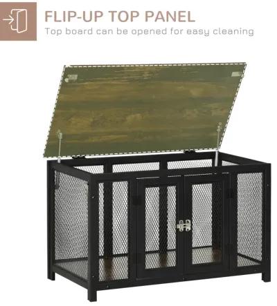 Brown/Black Pet Crate: Large Dog Furniture with Spacious Interior