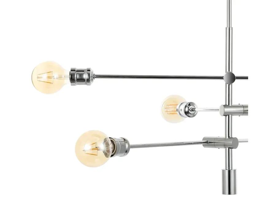 Atlas 36" 6-Light Modern Vintage Iron Arm-Adjustable LED Chandelier, Chrome