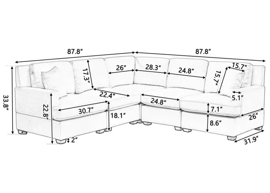 Merax Sectional Modular Sofa with 2 Tossing Cushions