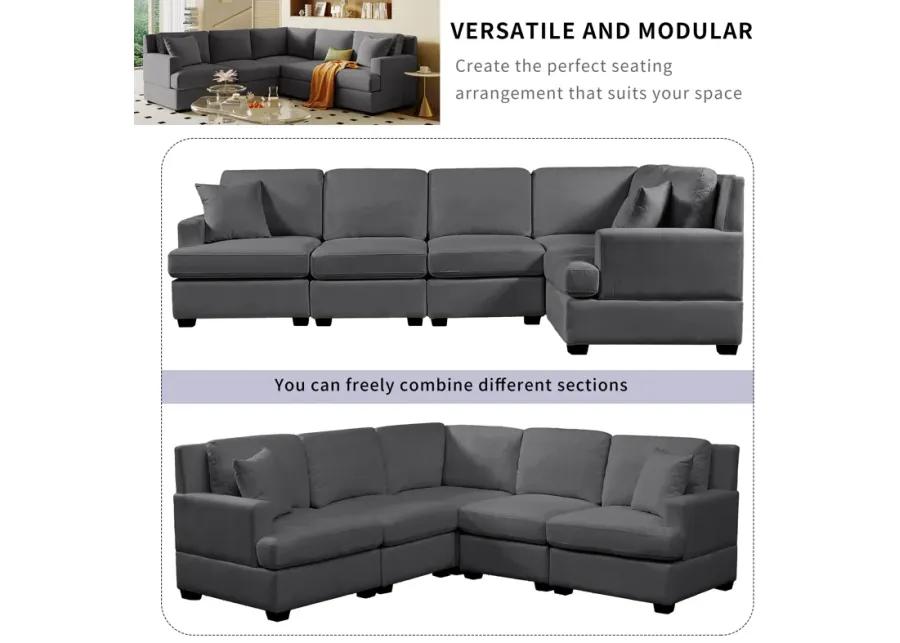 Merax Sectional Modular Sofa with 2 Tossing Cushions