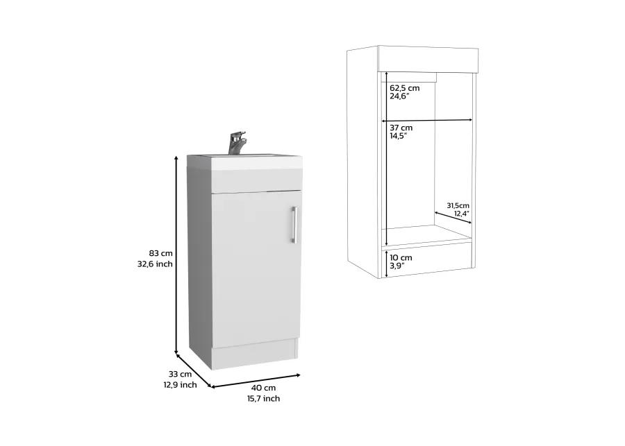 Sevilla Bathroom Vanity with Single Door Cabinet, White, Bathroom