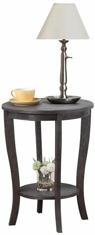 Convenience Concepts American Heritage Round End Table, Dark Gray Wirebrush