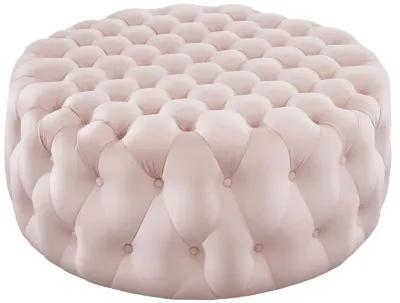 Amour Tufted Button Large Round Performance Velvet Ottoman