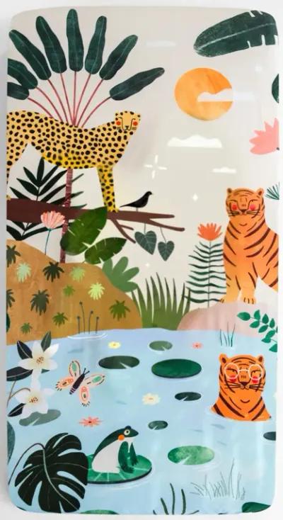 In the Jungle 100% Cotton Fitted Crib Sheet