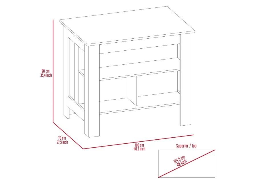 Kitchen Island Dozza, Kitchen, White / Ibiza Marble Color Finish