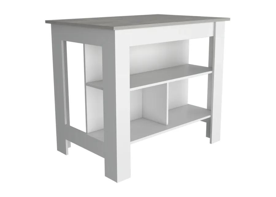 Kitchen Island Dozza, Kitchen, White / Ibiza Marble Color Finish