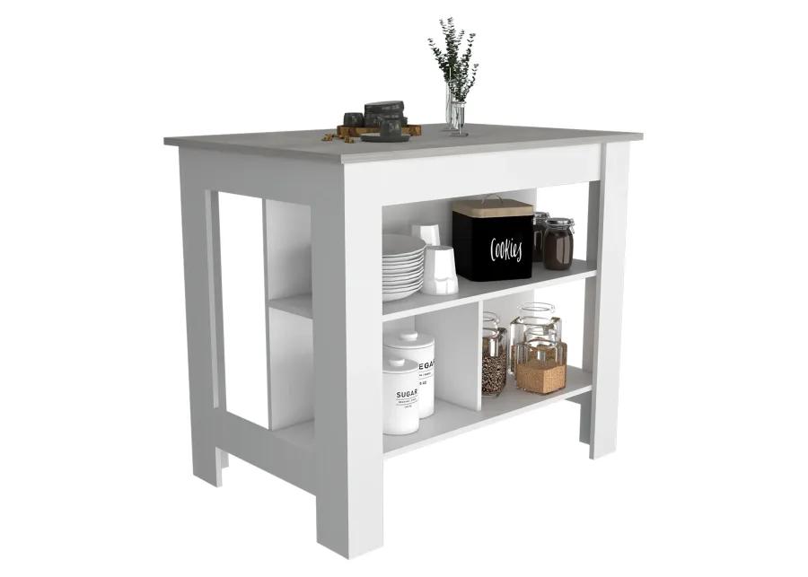 Kitchen Island Dozza, Kitchen, White / Ibiza Marble Color Finish