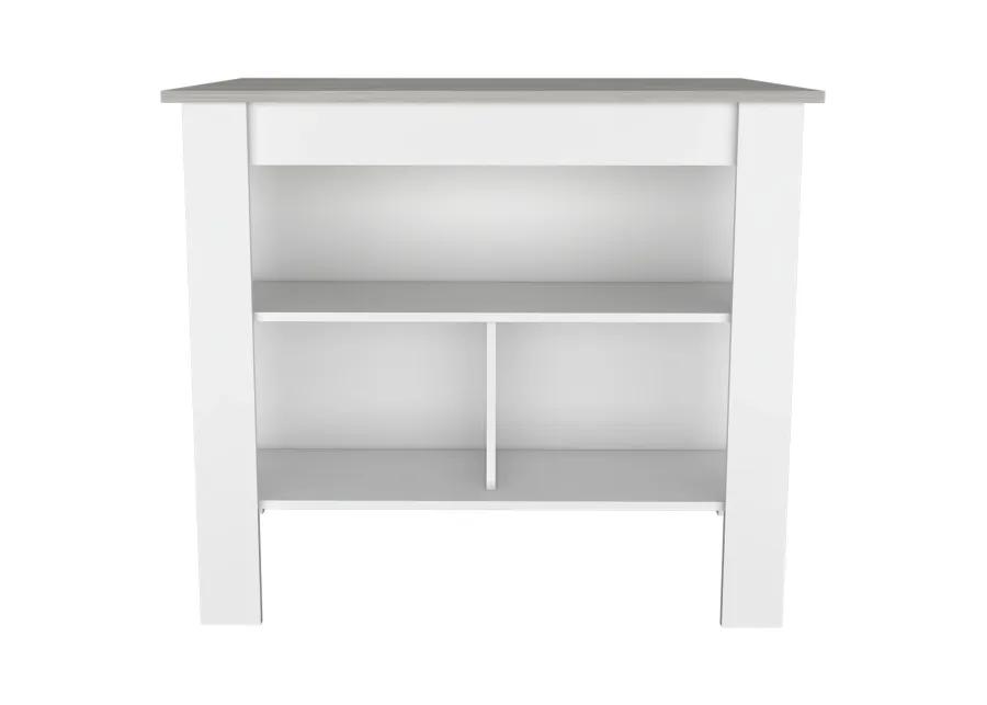 Kitchen Island Dozza, Kitchen, White / Ibiza Marble Color Finish