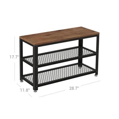 Shoe Bench with 3-Tier Shoe Rack - Storage Shelves with Seat for Entryway Organization