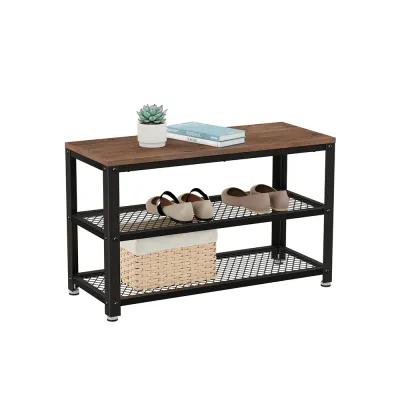 Shoe Bench with 3-Tier Shoe Rack - Storage Shelves with Seat for Entryway Organization