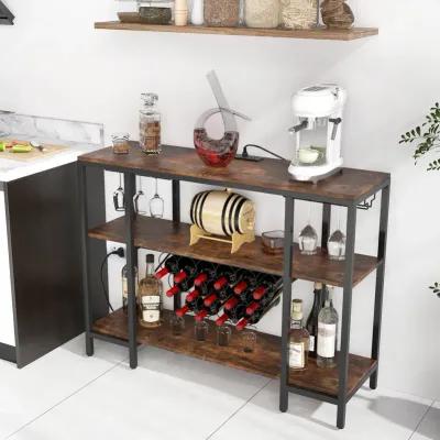 Industrial Wine Rack Wine Bar Cabinet with Storage Shelves