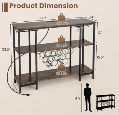 Industrial Wine Rack Wine Bar Cabinet with Storage Shelves