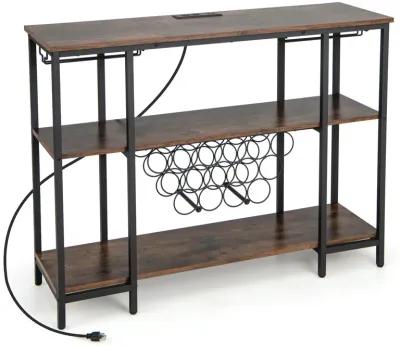 Industrial Wine Rack Wine Bar Cabinet with Storage Shelves