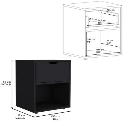 Adak 19.7" High Nightstand End Table with Open Shelf,Black