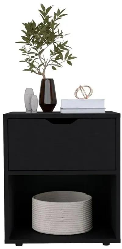 Adak 19.7" High Nightstand End Table with Open Shelf,Black