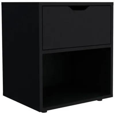 Adak 19.7" High Nightstand End Table with Open Shelf,Black