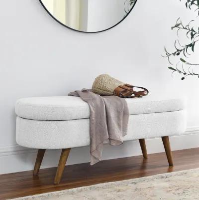 Ottoman Oval Storage Bench, Rubberwood Legs