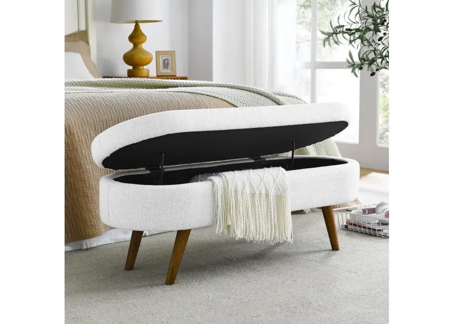 Ottoman Oval Storage Bench, Rubberwood Legs