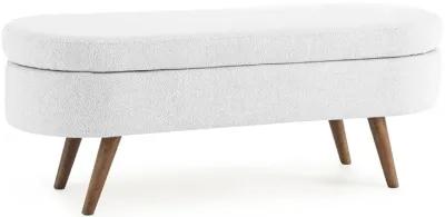 Ottoman Oval Storage Bench, Rubberwood Legs