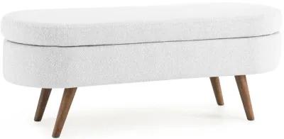 Ottoman Oval Storage Bench, Rubberwood Legs