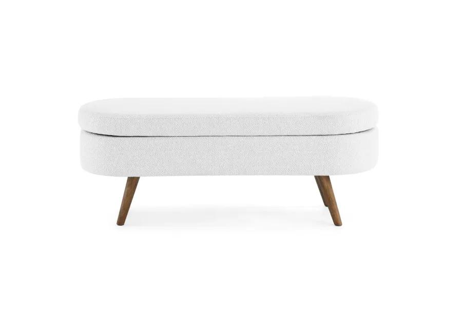 Ottoman Oval Storage Bench, Rubberwood Legs