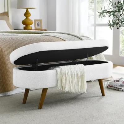 Ottoman Oval Storage Bench, Rubberwood Legs