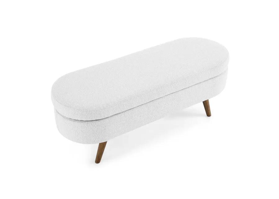 Ottoman Oval Storage Bench, Rubberwood Legs