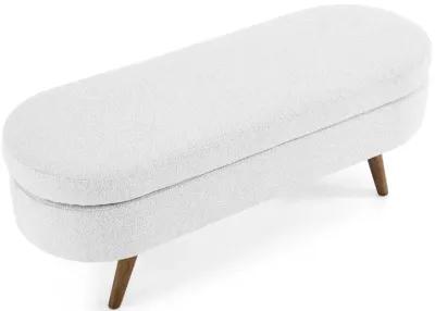 Ottoman Oval Storage Bench, Rubberwood Legs