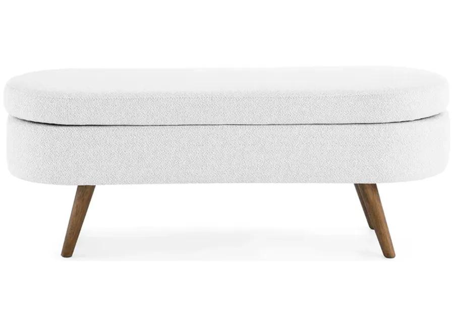 Ottoman Oval Storage Bench, Rubberwood Legs