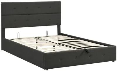 Upholstered Platform Bed With Underneath Storage, Queen Size