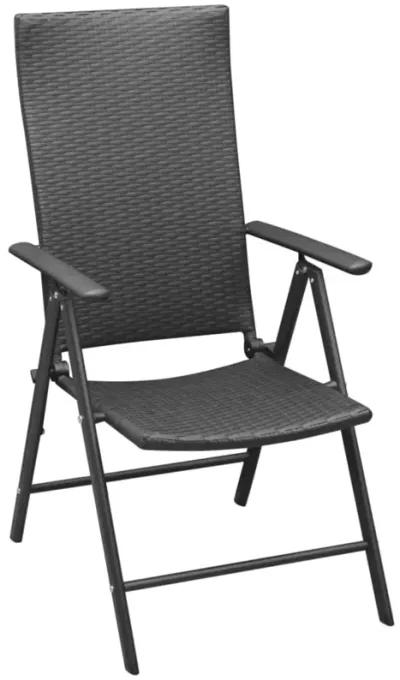 vidaXL Stackable Garden Chairs 2 pcs Poly Rattan Black