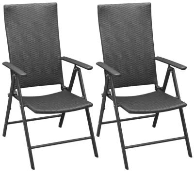 vidaXL Stackable Garden Chairs 2 pcs Poly Rattan Black