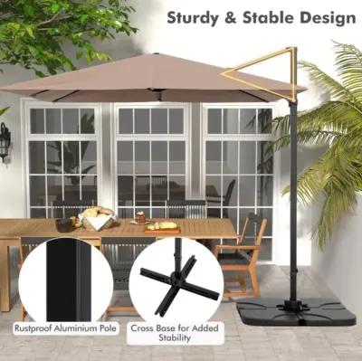 Hivvago 9.5 Feet Square Patio Cantilever Umbrella with 360° Rotation