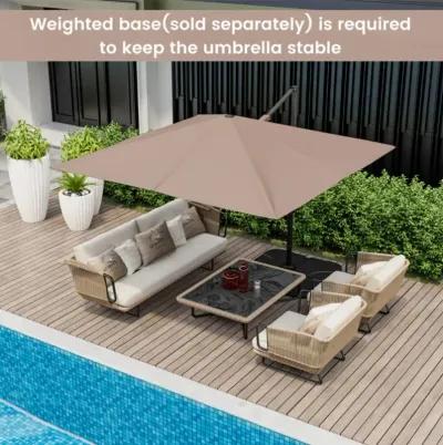 Hivvago 9.5 Feet Square Patio Cantilever Umbrella with 360° Rotation