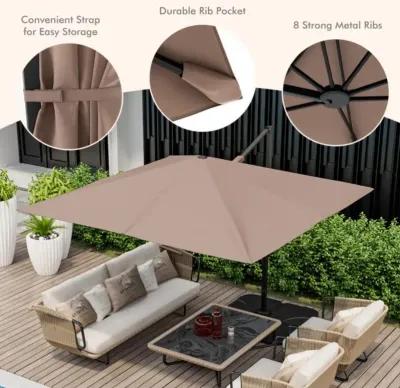 Hivvago 9.5 Feet Square Patio Cantilever Umbrella with 360° Rotation