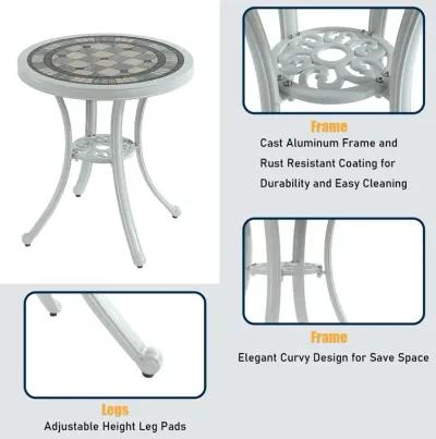 Mondawe Outdoor Elegance Cast Aluminum 24in Dining Table with Rust-Resistant Frame and European Carvings