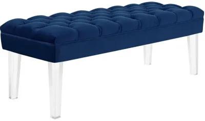 Modway Valet Tufted Button Performance Velvet Upholstered Bedroom Or Entryway Bench with Acrylic Legs in Navy