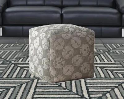 Homezia 17" Grey Canvas Floral Pouf Ottoman